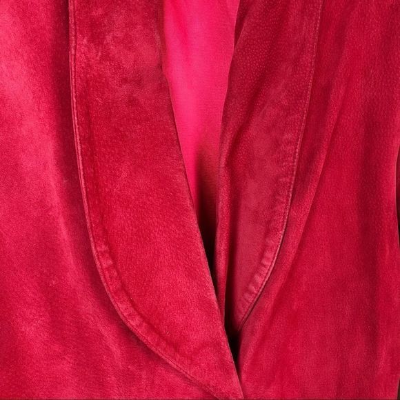 VINTAGE Danier Suede Red Full Length Long Trench Coat - Picture 7 of 16